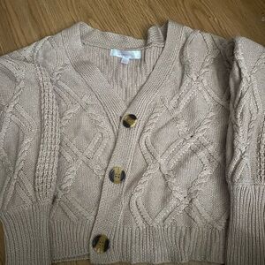 No Boundaries Beige Cable Knit Cardigan